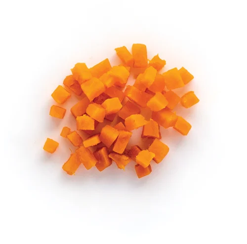 stages tiny sweet potato pieces